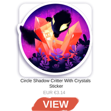 Circle Shadow Critter With Crystals - Boxsun Sticker